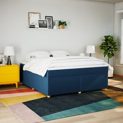 vidaXL Boxspring met matras stof blauw 180x200 cm