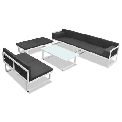 vidaXL 5-delige Loungeset textileen aluminium zwart