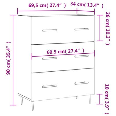 vidaXL Dressoir 69,5x34x90 cm bewerkt hout sonoma eikenkleurig