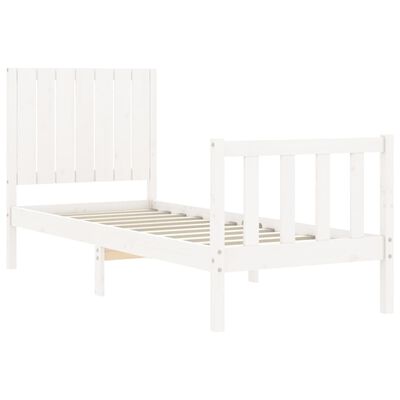 vidaXL Bedframe met hoofdbord massief hout wit