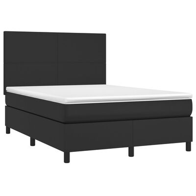 vidaXL Boxspring met matras en LED kunstleer zwart 140x200 cm