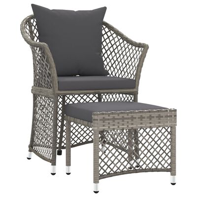 vidaXL 2-delige Loungeset met kussens poly rattan grijs