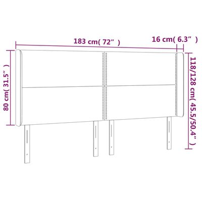 vidaXL Hoofdbord LED 183x16x118/128 cm kunstleer wit