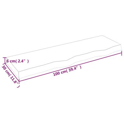 vidaXL Wastafelblad 100x30x(2-6) cm behandeld massief hout donkerbruin