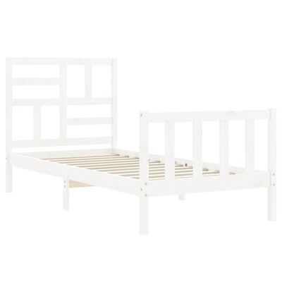 vidaXL Bedframe met hoofdbord massief hout wit 90x200 cm