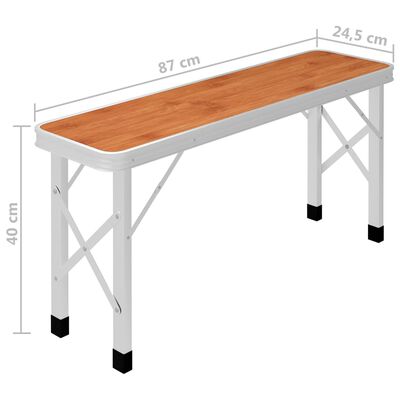 vidaXL Campingtafel inklapbaar met 2 banken aluminium bruin