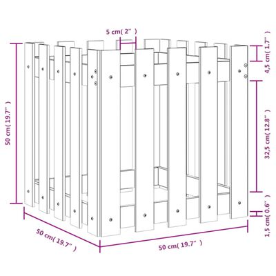 vidaXL Plantenbak met hekontwerp 50x50x50 cm geïmpregneerd grenenhout