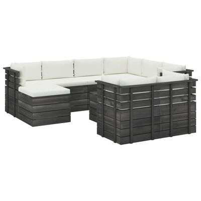 vidaXL 10-delige Loungeset met kussens pallet massief grenenhout