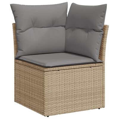 vidaXL 6-delige Loungeset met kussens poly rattan beige