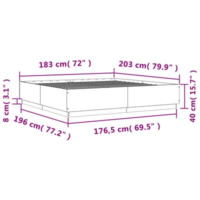 vidaXL Bedframe bewerkt hout betongrijs 180x200 cm