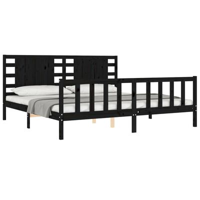 vidaXL Bedframe met hoofdbord massief hout zwart