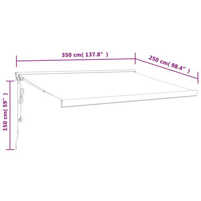 vidaXL Luifel uittrekbaar 3,5x2,5 m stof en aluminium antracietkleurig