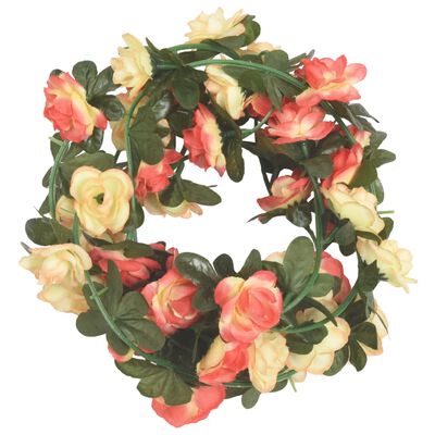 vidaXL Kerstslingers met bloemen 6 st 240 cm rozé en champagnekleurig