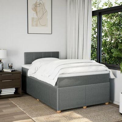 vidaXL Boxspring met matras stof donkergrijs 120x190 cm