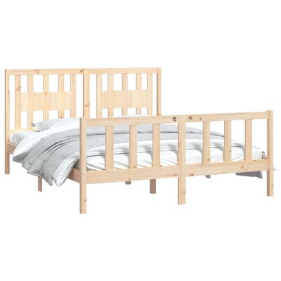 vidaXL Bedframe met hoofdbord massief grenenhout 150x200 cm