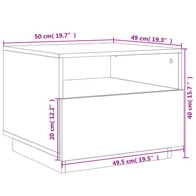 vidaXL Salontafel met LED-verlichting 50x49x40 cm zwart