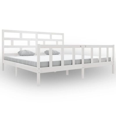 vidaXL Bedframe massief grenenhout wit 180x200 cm