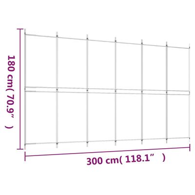 vidaXL Kamerscherm met 6 panelen 300x180 cm stof wit