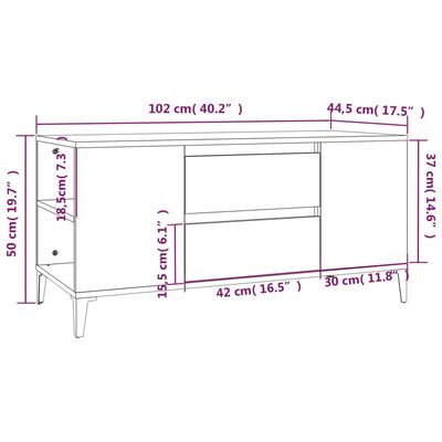 vidaXL Tv-meubel 102x44,5x50 cm bewerkt hout bruin eikenkleur