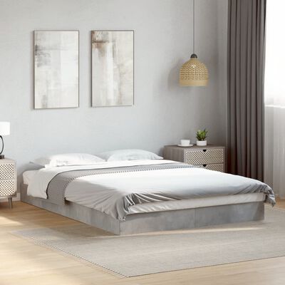 vidaXL Bedframe bewerkt hout betongrijs 140x190 cm