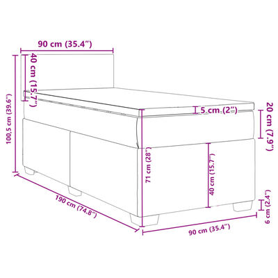 vidaXL Boxspring met matras fluweel donkerblauw 90x190 cm