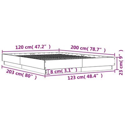 vidaXL Bedframe bewerkt hout bruin eikenkleur 120x200 cm