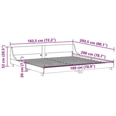 vidaXL Bedframe zonder matras massief grenenhout wit 180x200 cm