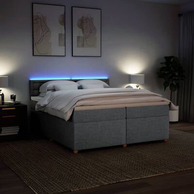 vidaXL Boxspring met matras stof lichtgrijs 200x200 cm