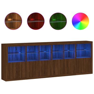 vidaXL Dressoir met LED-verlichting 283x37x100 cm bruin eikenkleur