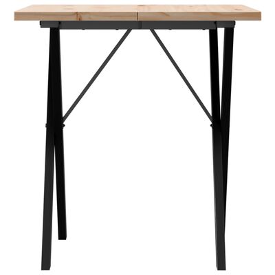 vidaXL Eettafel X-frame 70x70x75,5 cm massief grenenhout en gietijzer