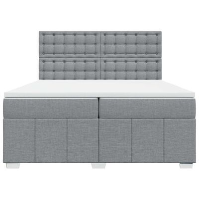 vidaXL Boxspring met matras stof lichtgrijs 200x200 cm