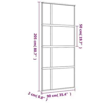 vidaXL Schuifdeur 90x205 cm helder ESG-glas en aluminium goudkleurig