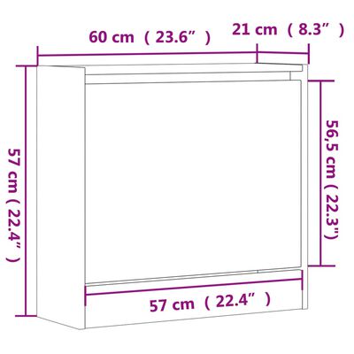 vidaXL Schoenenkast 60x21x57 cm bewerkt hout betongrijs