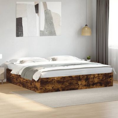 vidaXL Bedframe bewerkt hout gerookt eikenkleurig 200x200 cm