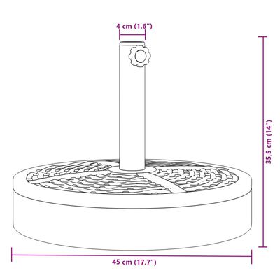 vidaXL Parasolvoet voor stokken van Ø38 / 48 mm 25 kg rond