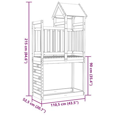 vidaXL Speeltoren met rotswand 110,5x52,5x215 cm geïmpregneerd hout