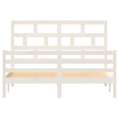 vidaXL Bedframe massief grenenhout wit 160x200 cm