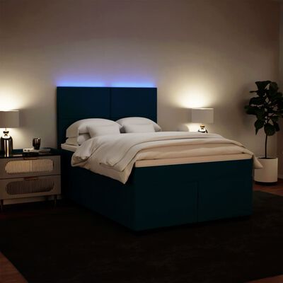 vidaXL Boxspring met matras fluweel blauw 160x200 cm