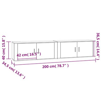 vidaXL Tv-wandmeubels 2 st 100x34,5x40 cm grijs sonoma eikenkleurig