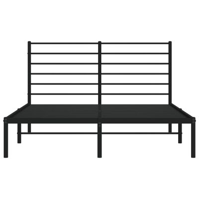 vidaXL Bedframe met hoofdbord metaal zwart 150x200 cm