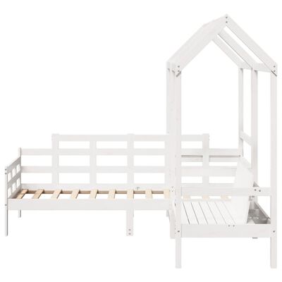 vidaXL Kinderbed met bank en huisje massief grenenhout wit 90x190 cm