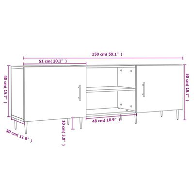 vidaXL Tv-meubel 150x30x50 cm bewerkt hout betongrijs