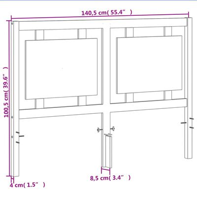 vidaXL Hoofdbord 135 cm massief grenenhout wasbruin