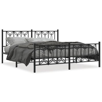 vidaXL Bedframe met hoofd- en voeteneinde metaal zwart 183x213 cm