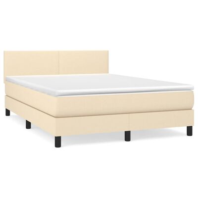 vidaXL Boxspring met matras stof crèmekleurig 140x190 cm