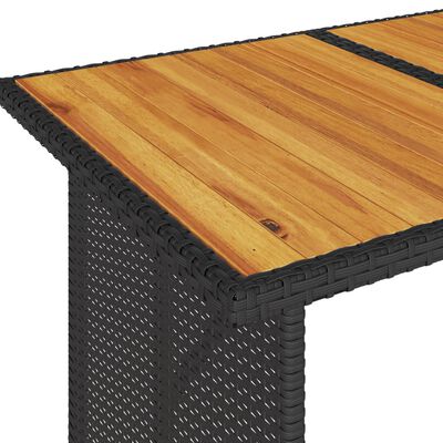 vidaXL Tuintafel met houten blad 110x68x70 cm poly rattan zwart