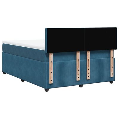 vidaXL Boxspring met matras fluweel blauw 140x190 cm