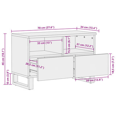 vidaXL Tv-meubel 70x34x46 cm massief acaciahout