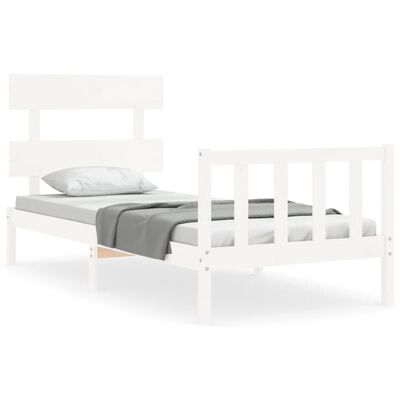 vidaXL Bedframe zonder matras massief grenenhout wit 90x200 cm