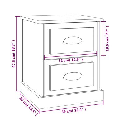 vidaXL Nachtkastje 39x39x47,5 cm bewerkt hout sonoma eikenkleurig